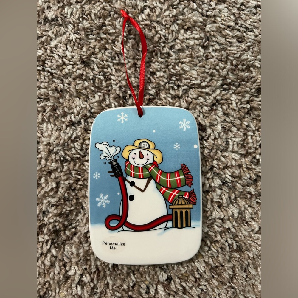 NEW Snowman Fireman Ornament: You Personalize It